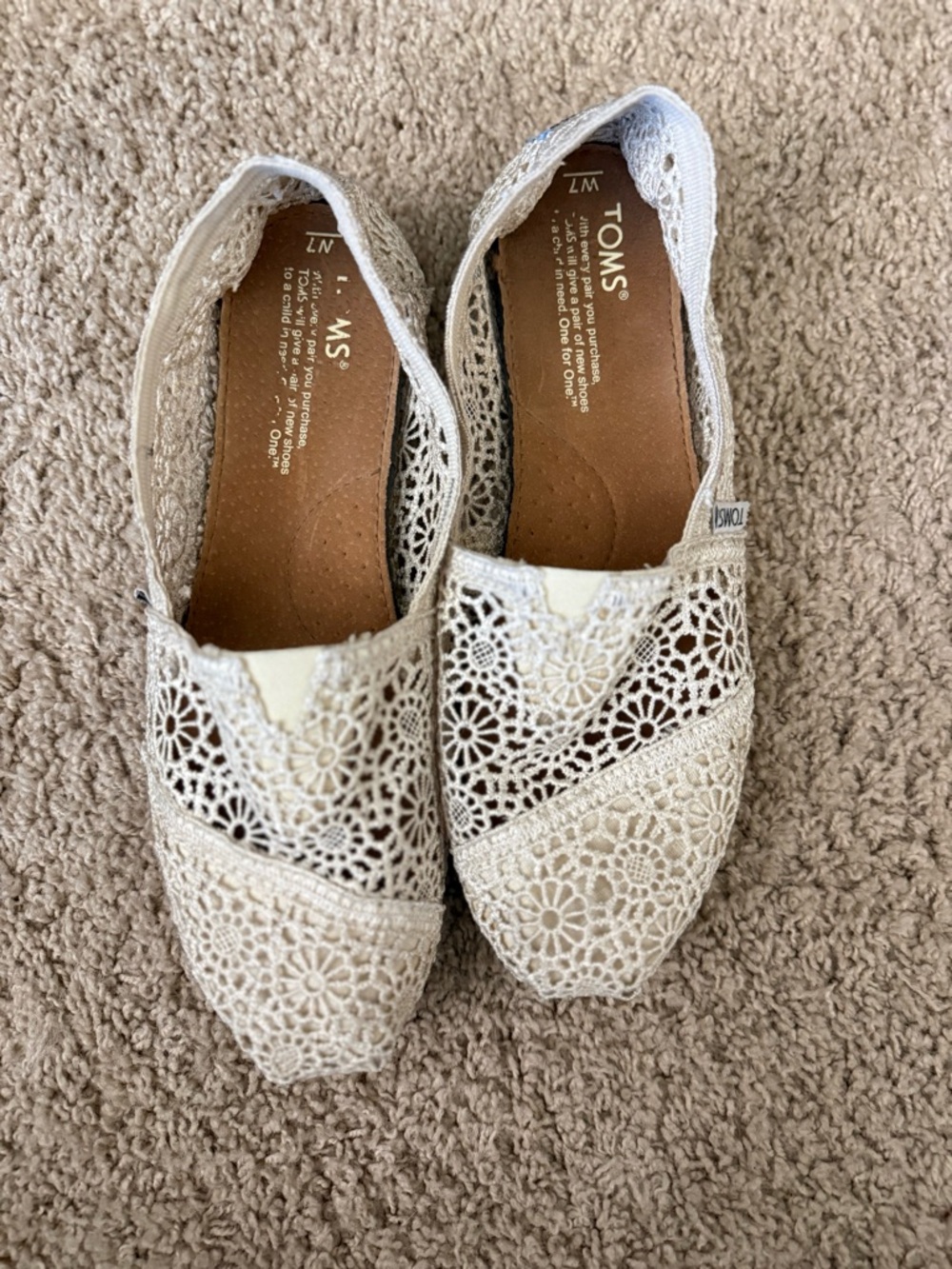 TOMS Women's Crochet Slip-On Flats - Cream